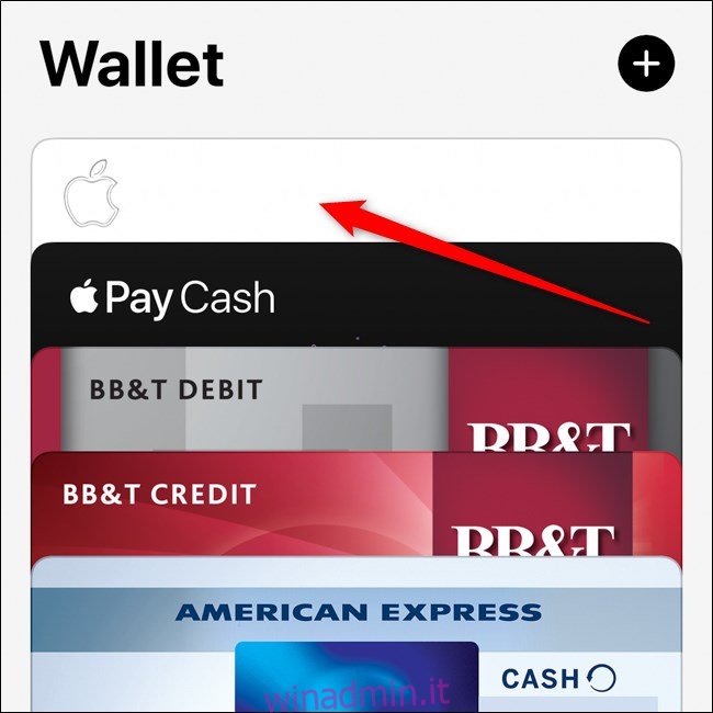 App Wallet per iPhone Seleziona Apple Card
