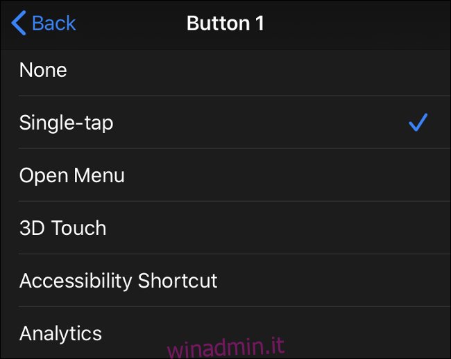 Ingressi dei pulsanti del mouse disponibili in iOS 13 (iPadOS 13)