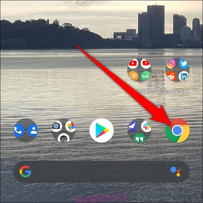 Android Fare clic sull'app Chrome