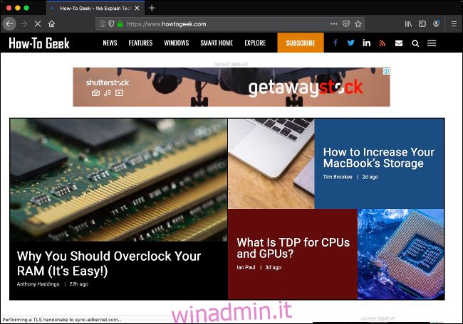 Il sito Web How-To Geek in Firefox.