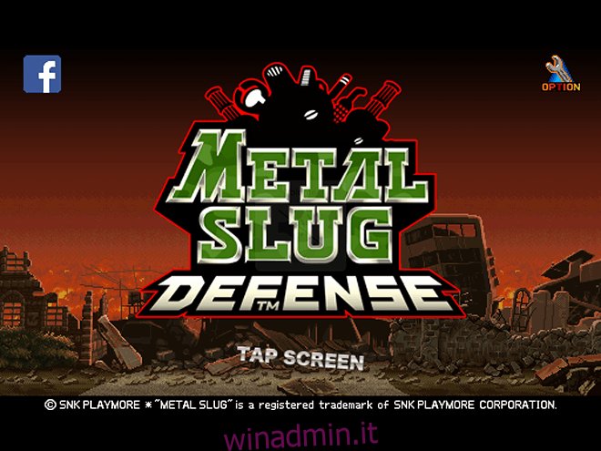 Metal Slug Defense - Schermata di apertura