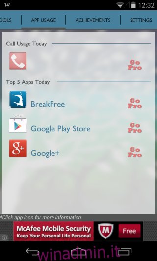 Utilizzo di BreakFree_App