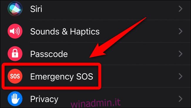 App per Apple iPhone Watch Seleziona SOS di emergenza