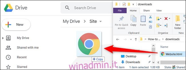 Trascina il file dal tuo computer nel tuo Google Drive per caricarlo.