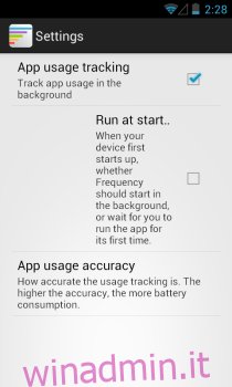 Tracking_Settings dell'utilizzo delle app di frequenza