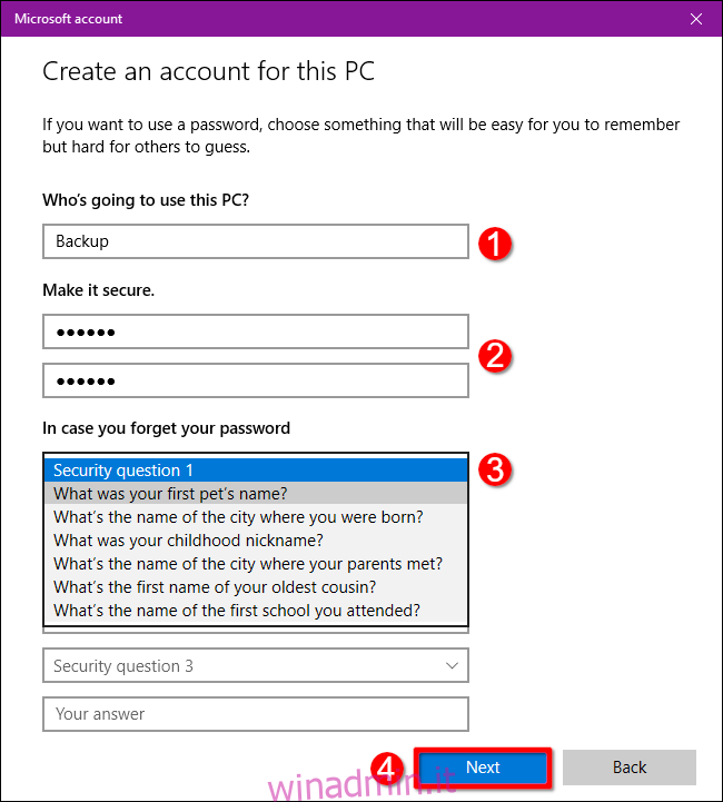 Windows 10 Crea account offline