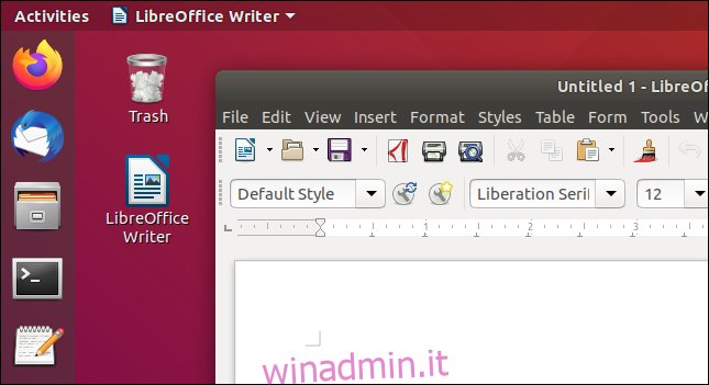 Collegamento sul desktop di LibreOffice Writer funzionante.