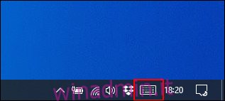 Fare clic sull'icona della tastiera su schermo nell'area delle notifiche della barra delle applicazioni di Windows