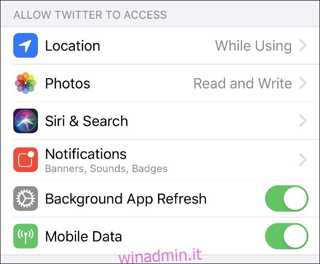 Controlla le impostazioni sulla privacy delle singole app