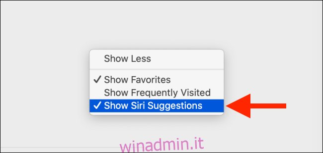 Deseleziona l'opzione Mostra suggerimenti Siri su Mac