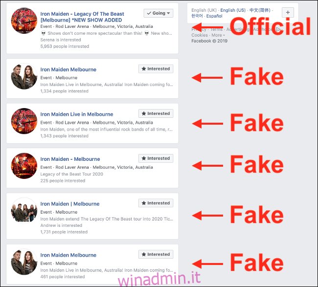 Duplica falsi eventi su Facebook