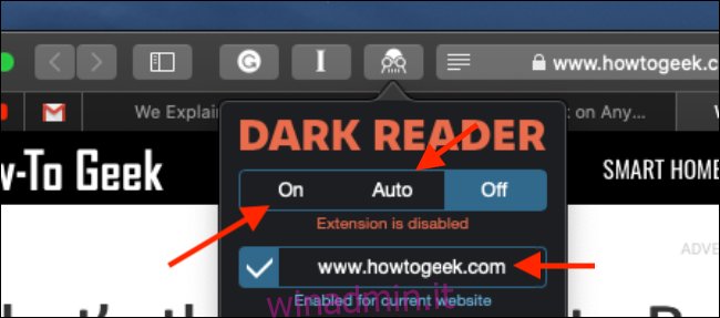 Fai clic per attivare l'estensione Dark Reader in Safari