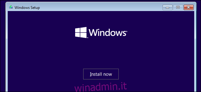 Installazione di Windows 10 su un sistema Windows 7.