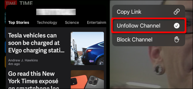 Smettere di seguire un canale nell'app Notizie su un iPad
