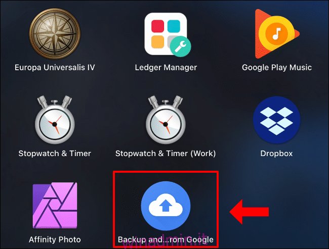 L'icona di avvio di Backup e sincronizzazione per Google Drive su Mac, nel Launchpad