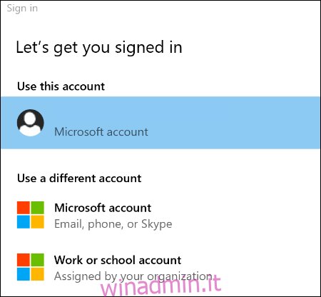 Scegli le opzioni di accesso di Edge per collegare il tuo profilo Edge a un account Microsoft