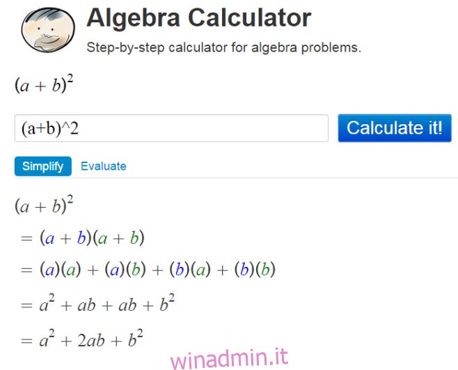 Calcolatrice Algebra
