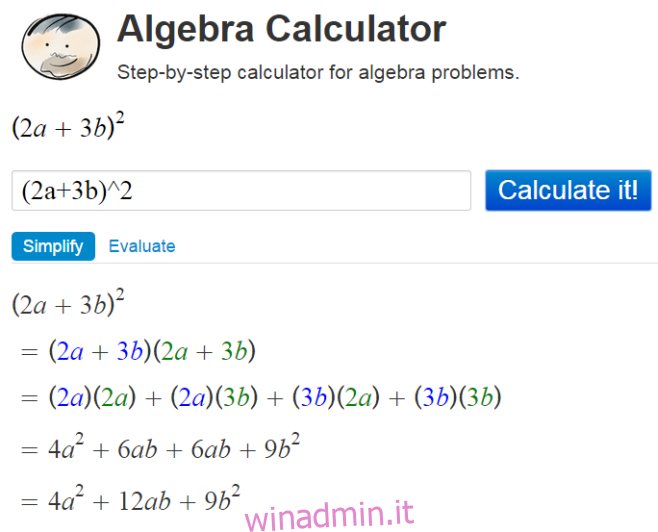 Calcolatrice Algebra 2