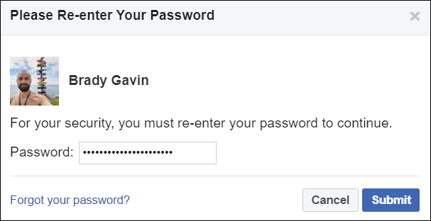 Immettere nuovamente la password quando richiesto.