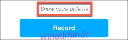 Fare clic su Mostra altre opzioni per accedere a più impostazioni Screencastify