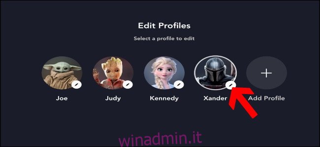 Disney + Modifica profilo