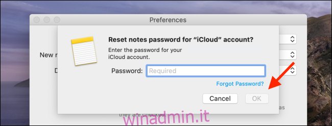 Inserisci la password del tuo ID Apple e fai clic su OK