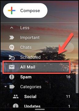 Premi la scheda Tutti i messaggi in Gmail per visualizzare tutte le email, comprese le email archiviate