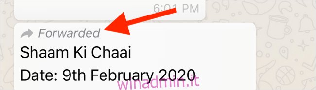 Un messaggio inoltrato su WhatsApp.