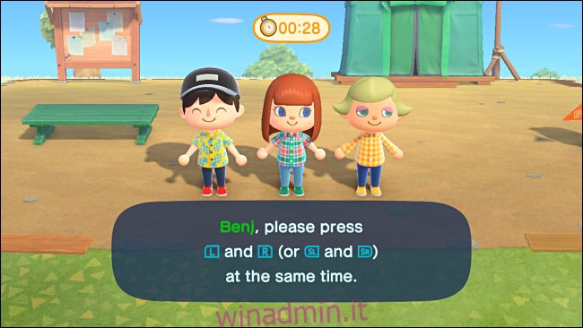 Assegnazione di controller per Party Play in Animal Crossing: New Horizons