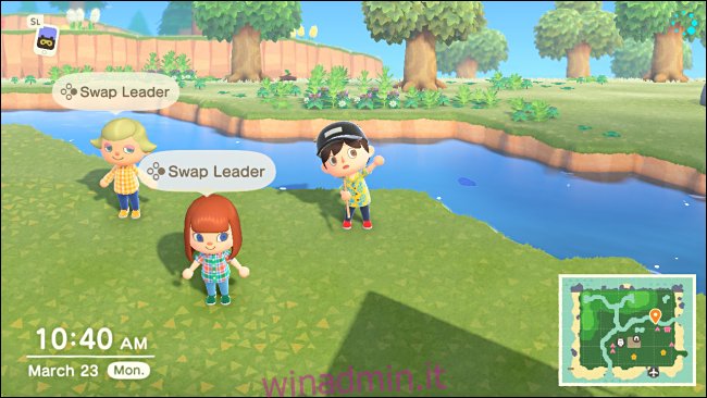 Cambio di leader nella modalità Party Play in Animal Crossing: New Horizons