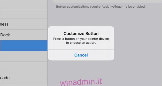 Personalizza il pop-up del pulsante in iPadOS
