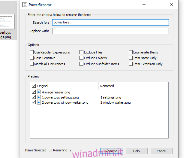Rinominare file in batch con PowerRename PowerToy di Microsoft
