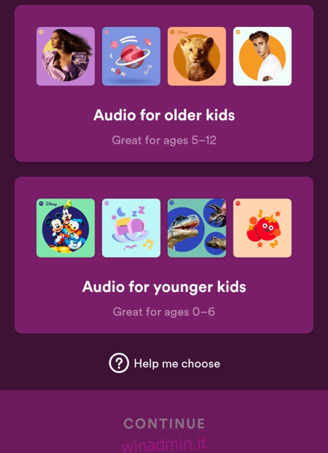 Spotify Kids sceglie l'età