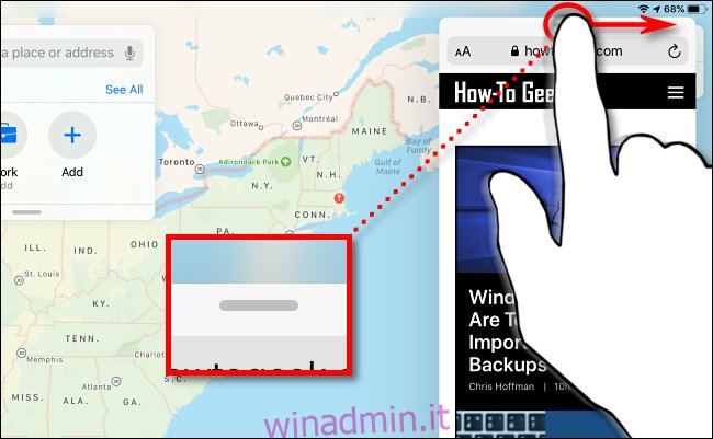 Fai scorrere la finestra di visualizzazione laterale per dimissare su iPad