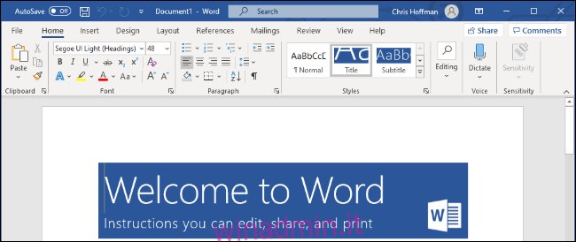 Microsoft Word su Windows 10