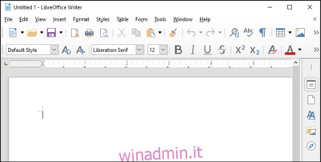 LibreOffice Writer su Windows 10