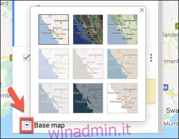 Scegliere uno stile di livello della mappa di base personalizzato in Google Maps