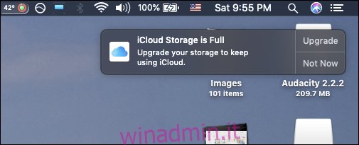 Notifica di archiviazione iCloud estremamente fastidiosa