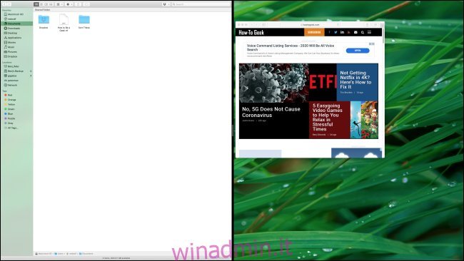 Scegliere una finestra complementare in Split View in macOS