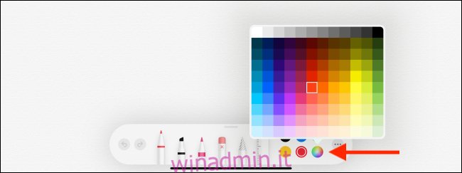 Opzione Tavolozza dei colori nell'app Notes