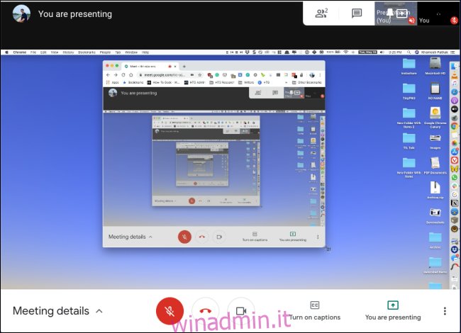 Uno schermo condiviso in Google Meet.