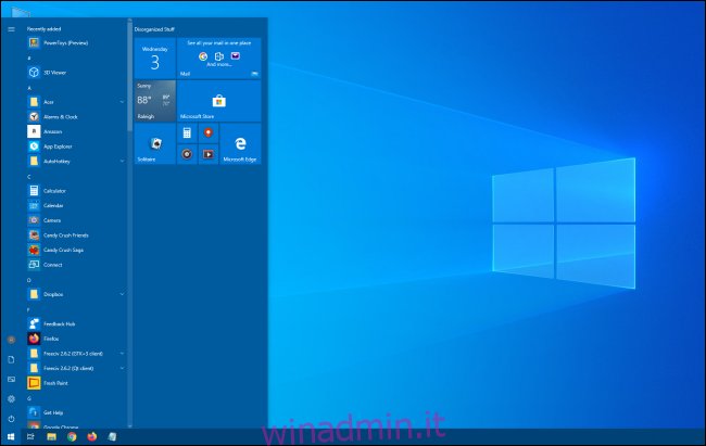 Un menu Start di Windows 10 più alto