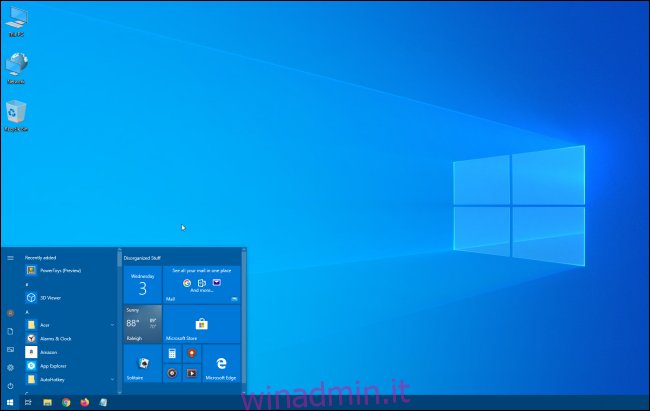 Piccolo menu Start di Windows 10