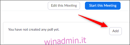 Aggiungi un nuovo sondaggio per la riunione selezionata