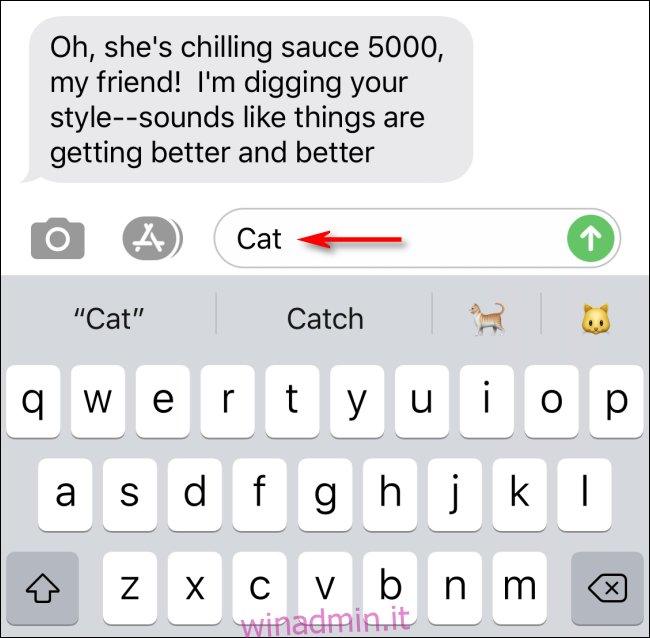 Digita i messaggi per visualizzare la ricerca di emoji di testo predittivo