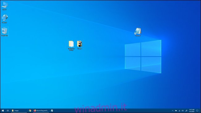 Desktop di Windows 10 senza applicazioni Windows