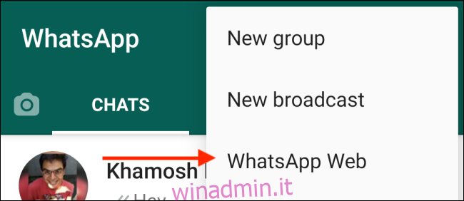 Scegli WhatsApp Web da Android
