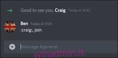 Il comando di join del bot Discord Craig