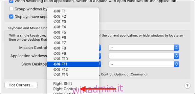 Cambia la scorciatoia da tastiera per la funzione Mostra desktop