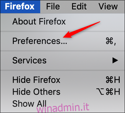 Preferenze di Firefox